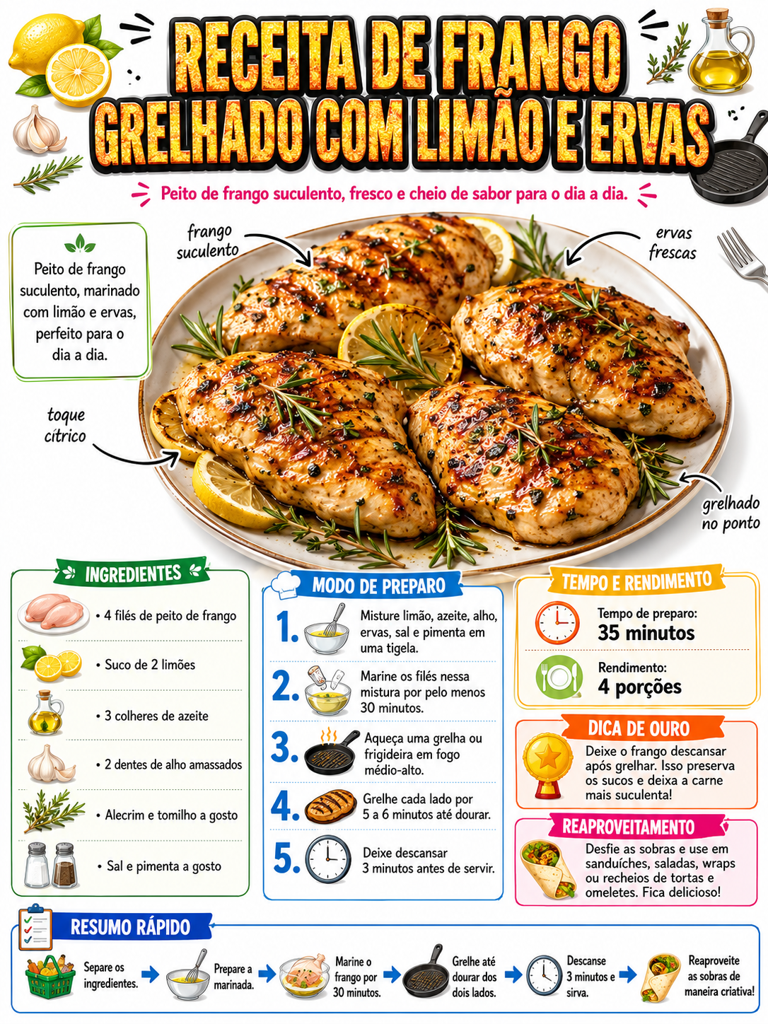 Frango Grelhado com Limão e Ervas