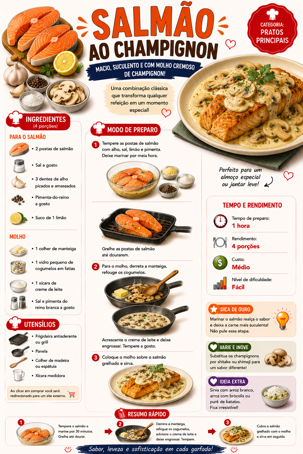 Salmão ao Champignon
