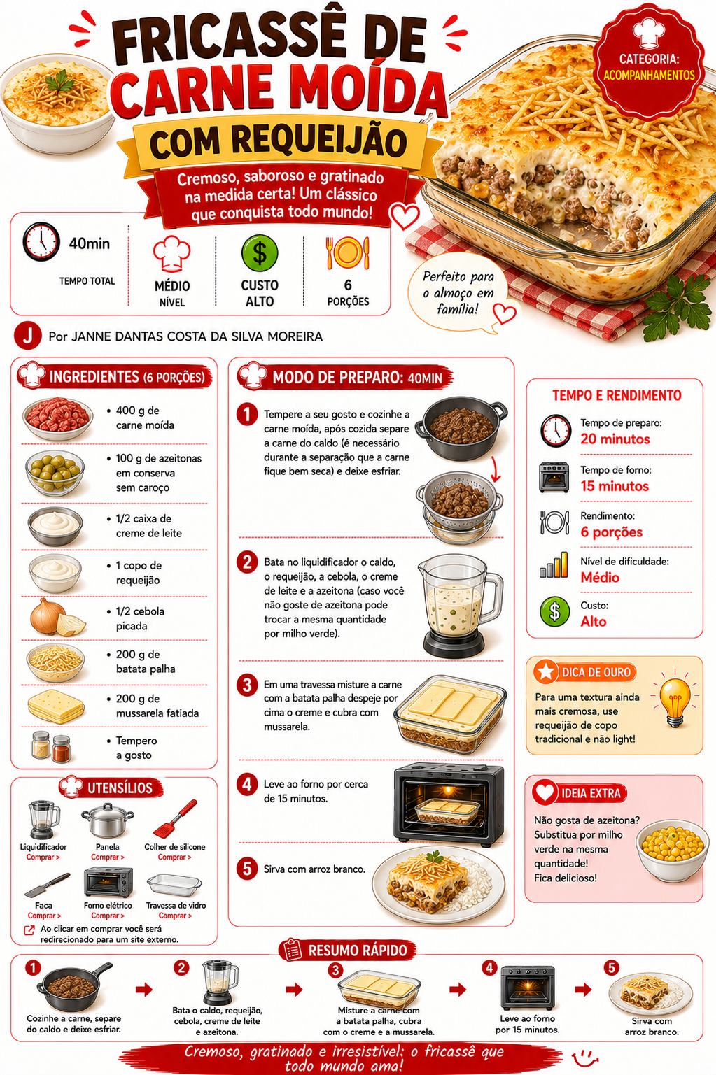Fricassê de Carne Moída com Requeijão