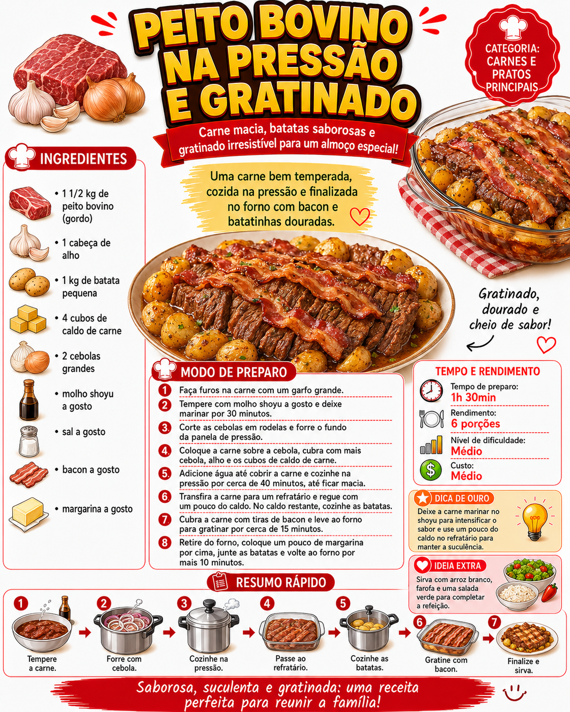 Peito Bovino na Pressão e Gratinado