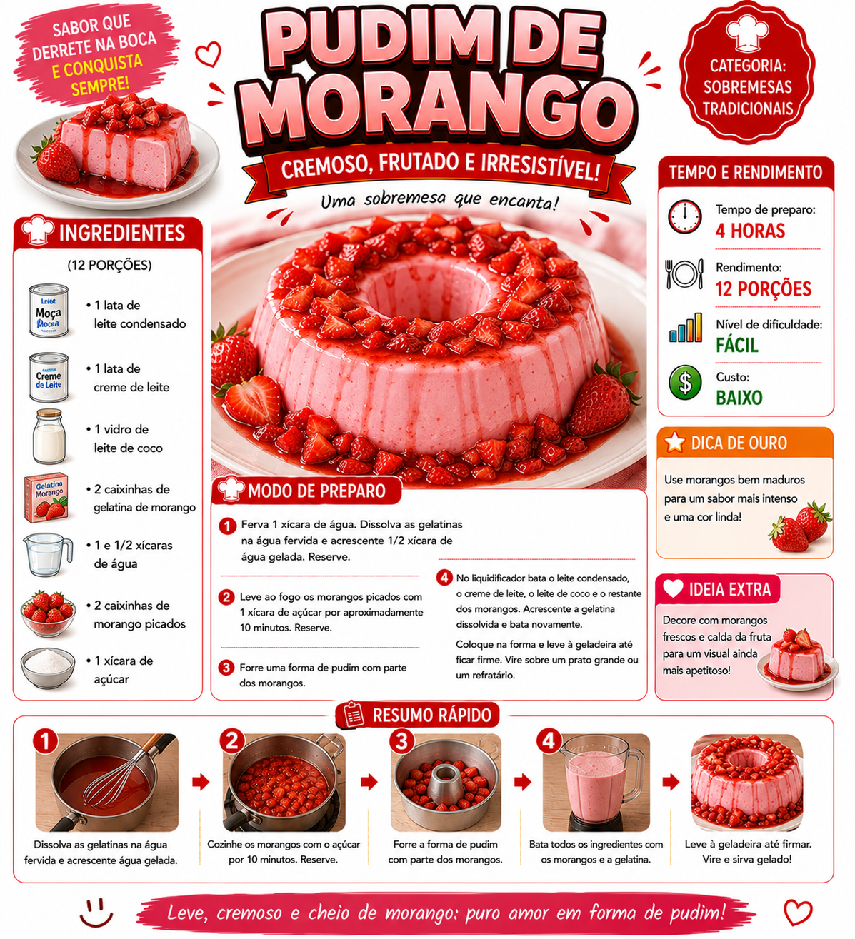 Pudim de Morango