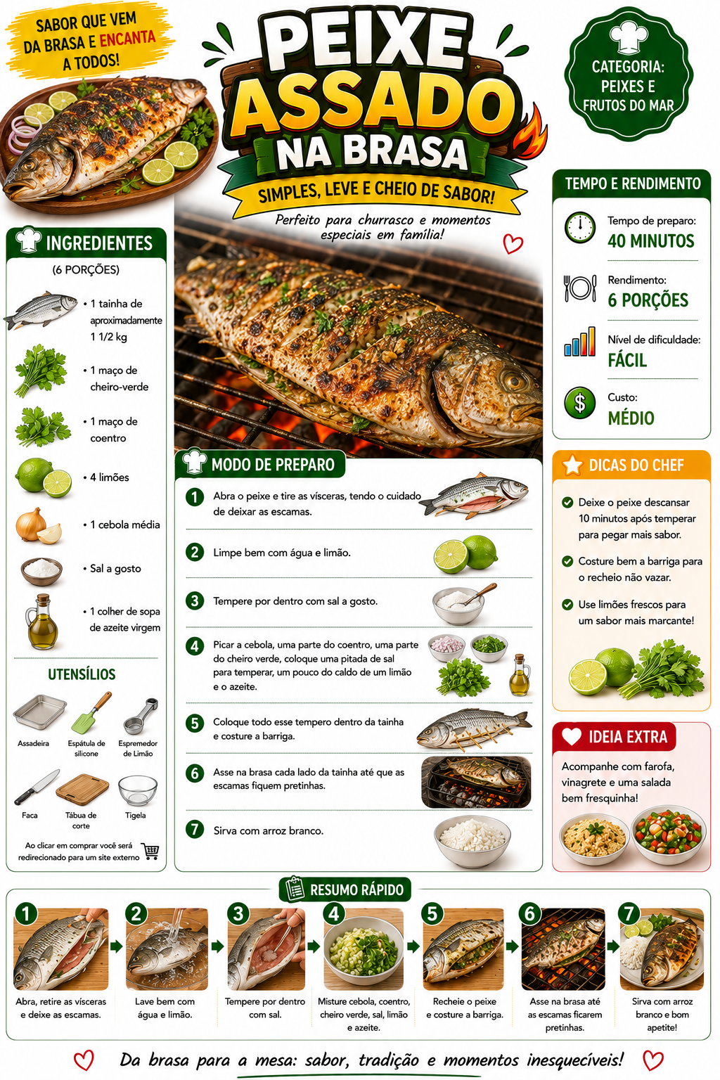 Peixe Assado na Brasa