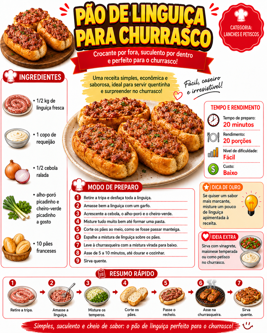 Pão de Linguiça para Churrasco
