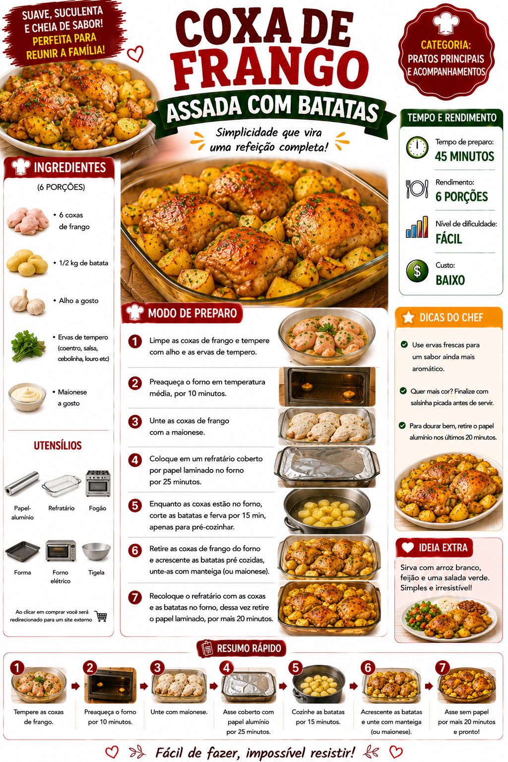 Coxa de Frango Assada com Batatas