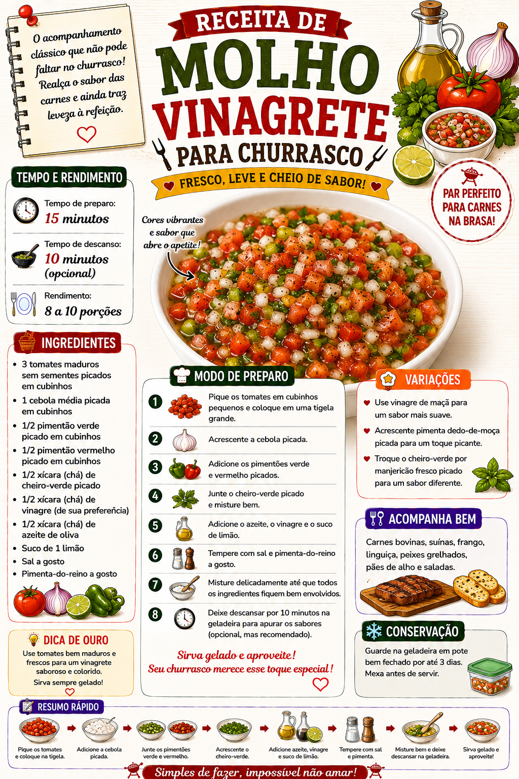 Molho Vinagrete para Churrasco