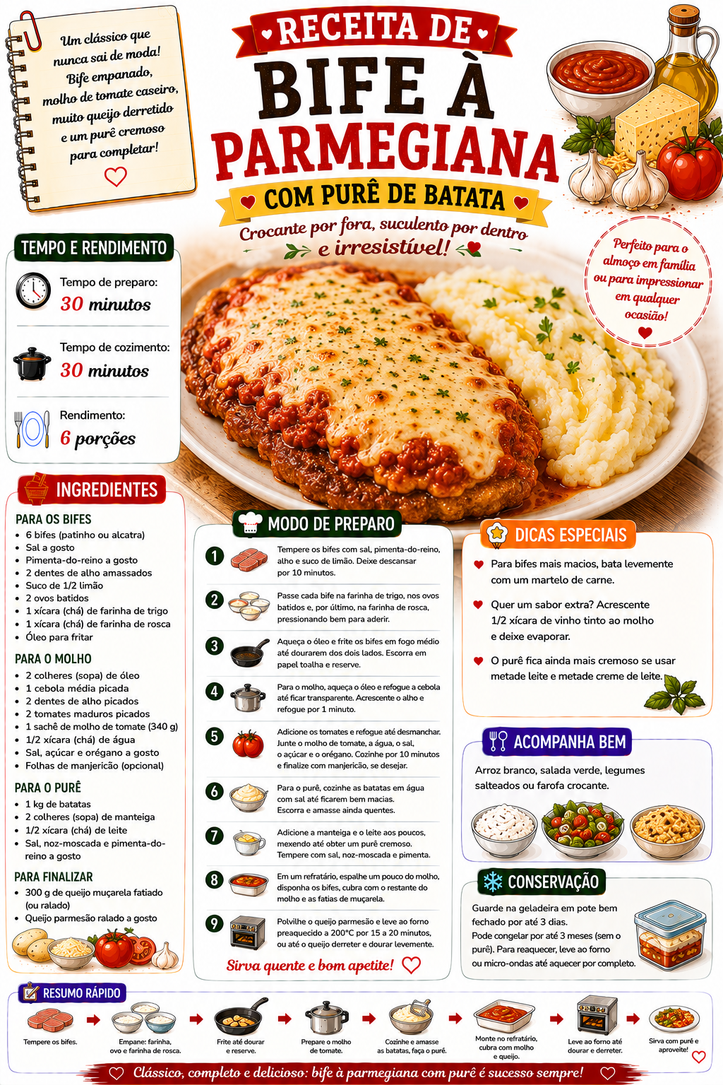 Bife à Parmegiana com Purê de Batata