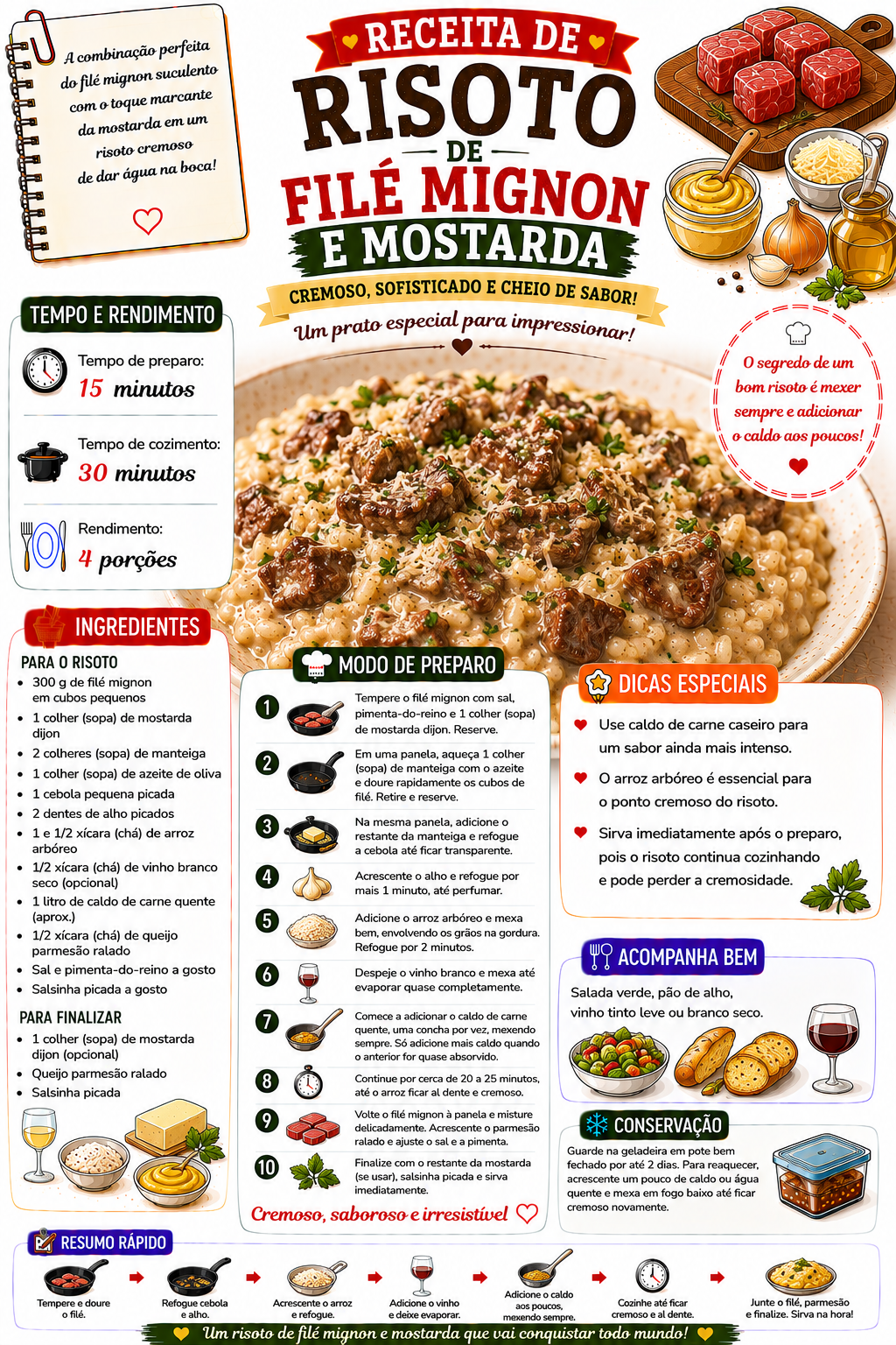 Risoto de Filé Mignon e Mostarda