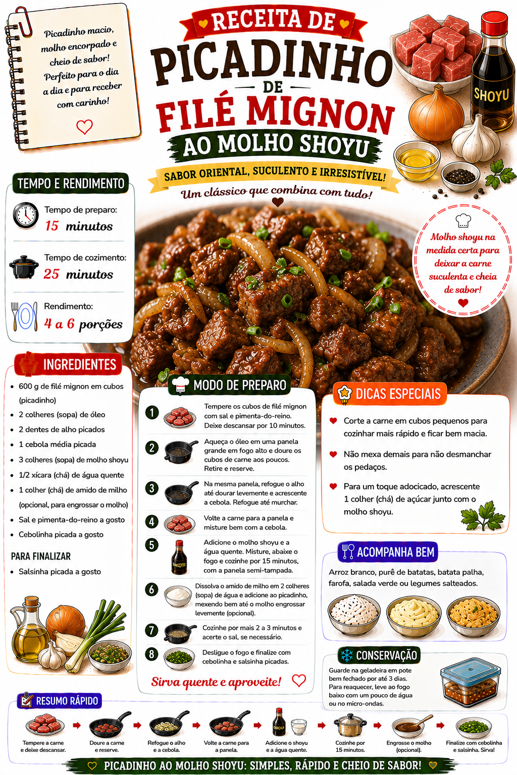 Picadinho de Filé Mignon ao Molho Shoyu