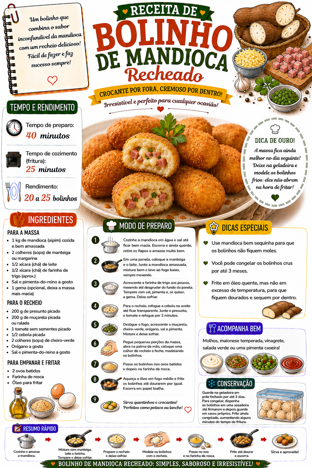 Bolinho de Mandioca Recheado