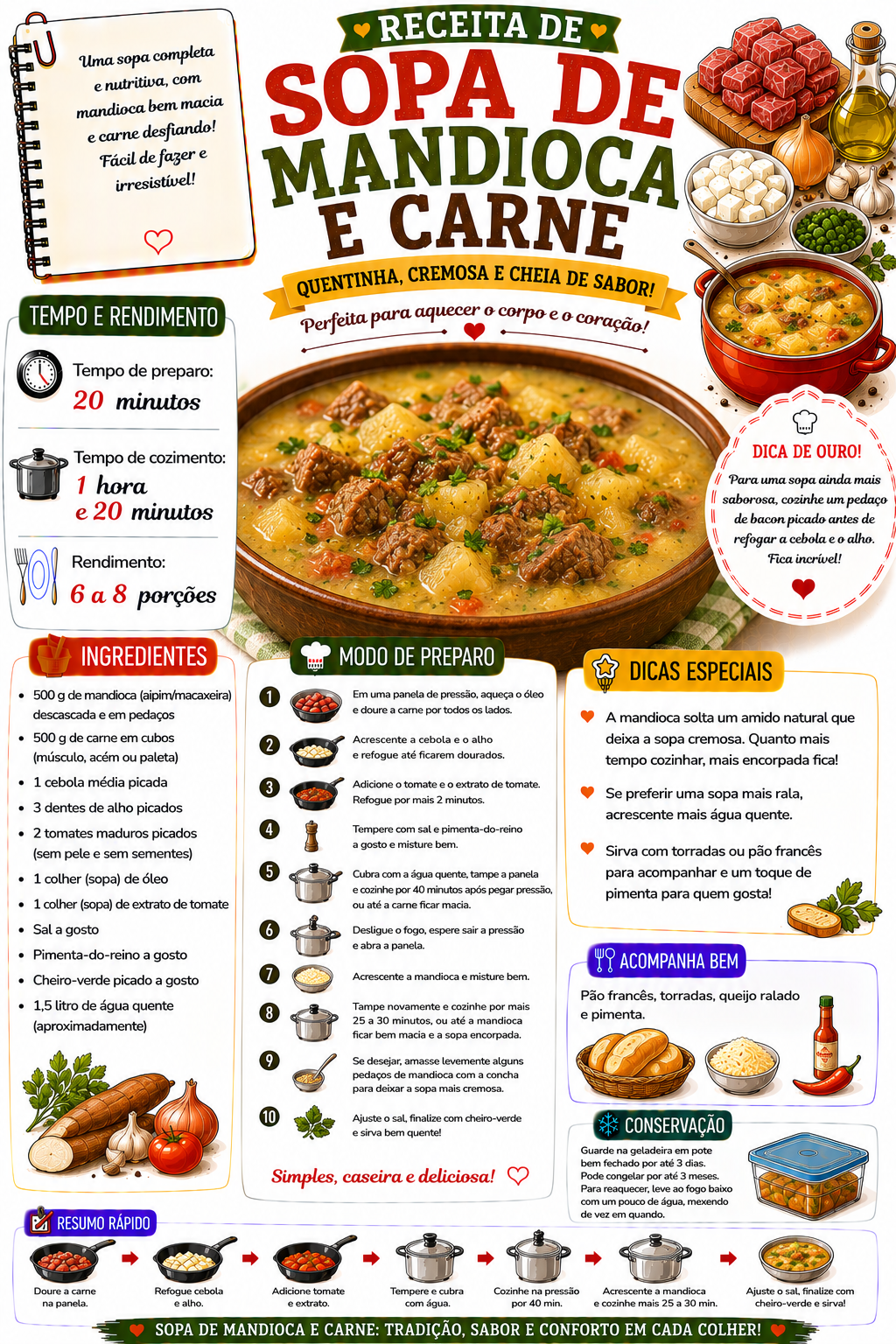 Sopa de Mandioca e Carne