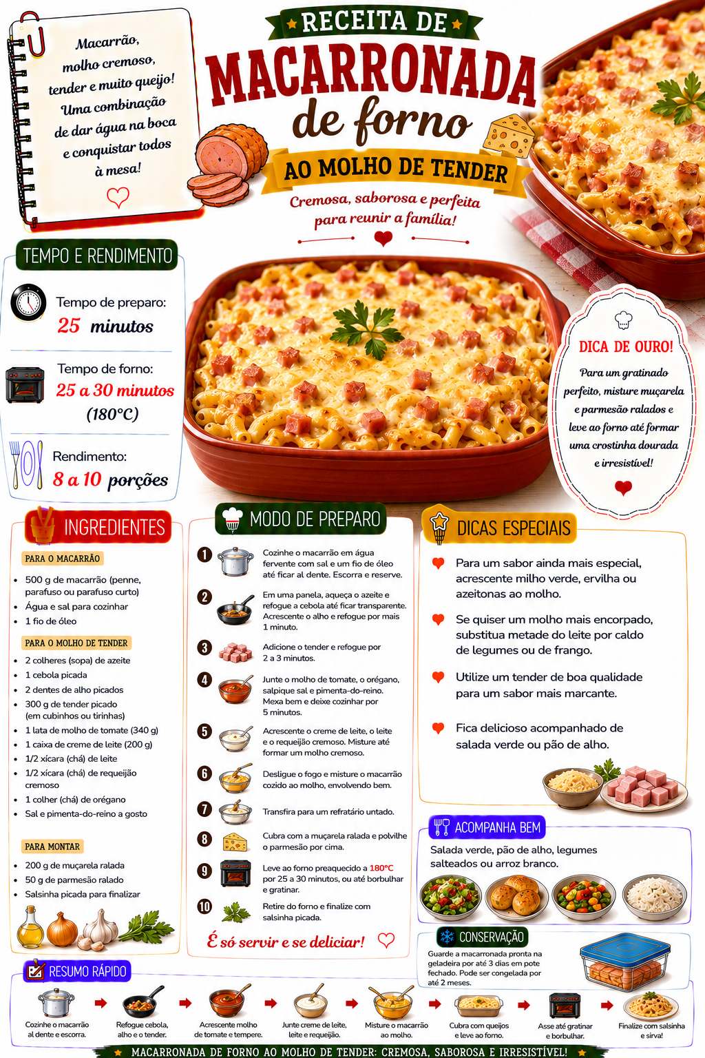 Macarronada de Forno ao Molho de Tender