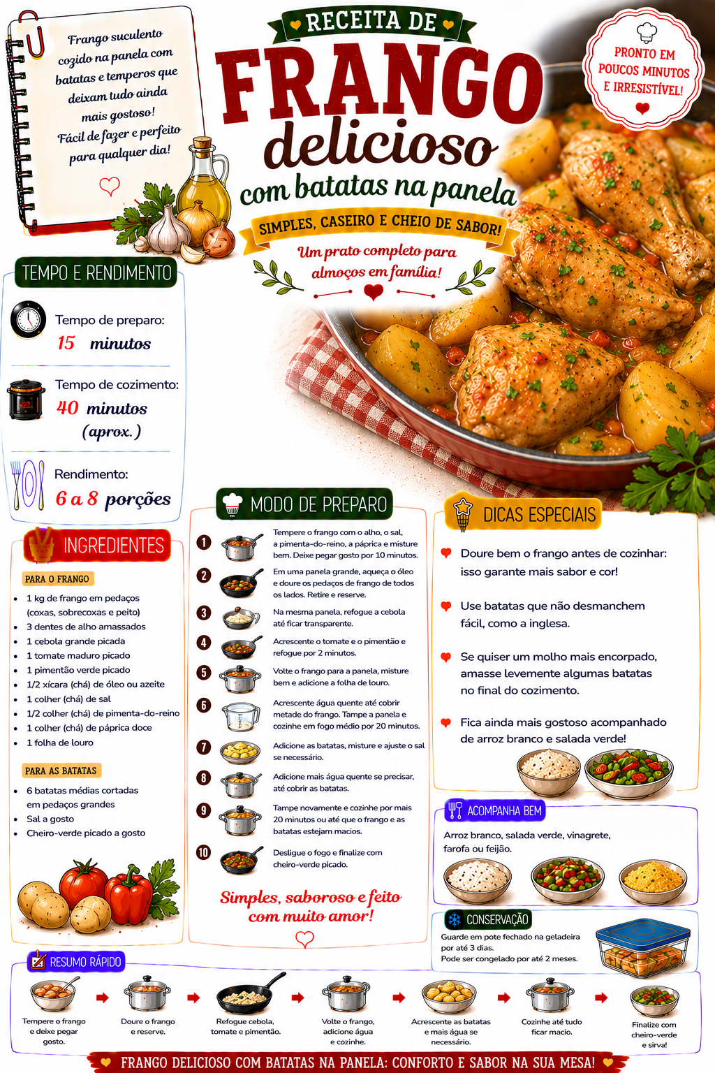 Frango Delicioso com Batata na Panela