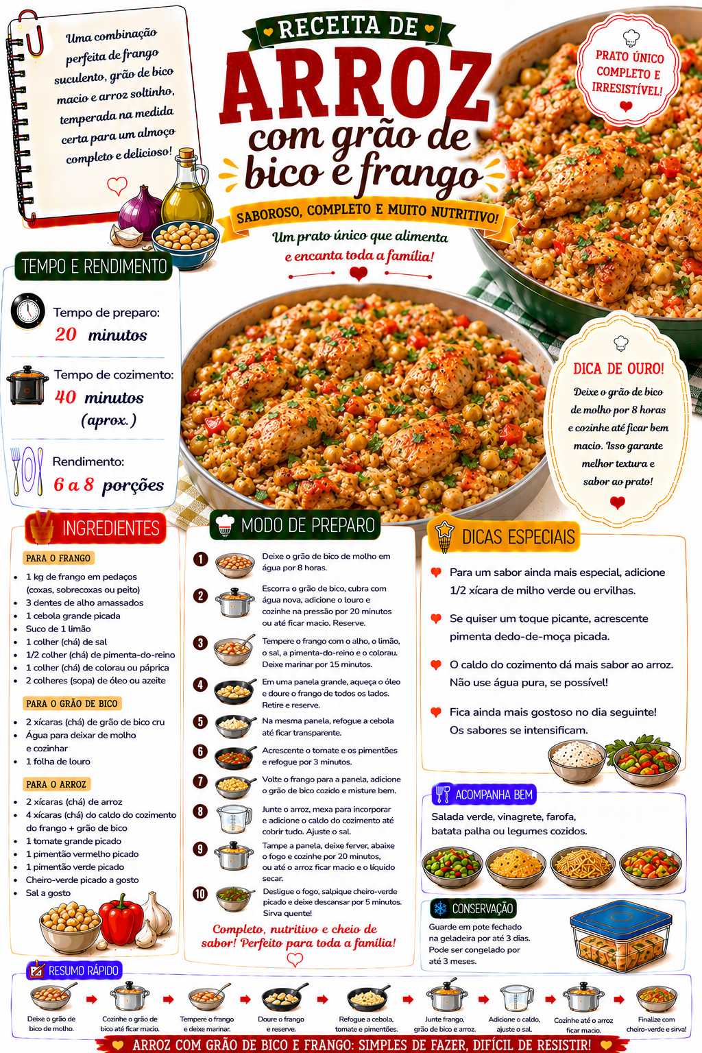 Arroz com Grão-de-Bico e Frango