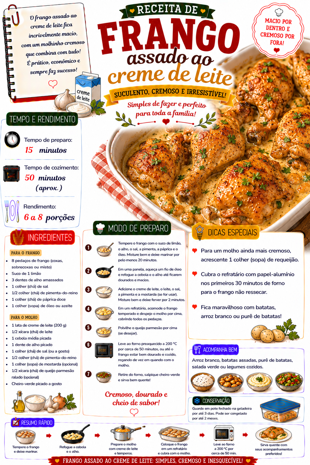 Frango Assado ao Creme de Leite