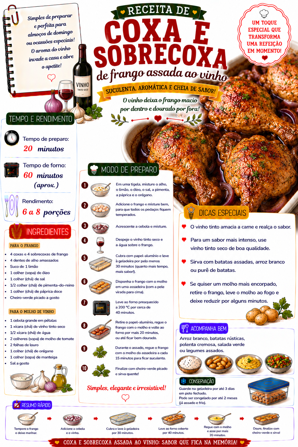 Coxa e Sobrecoxa de Frango Assada ao Vinho