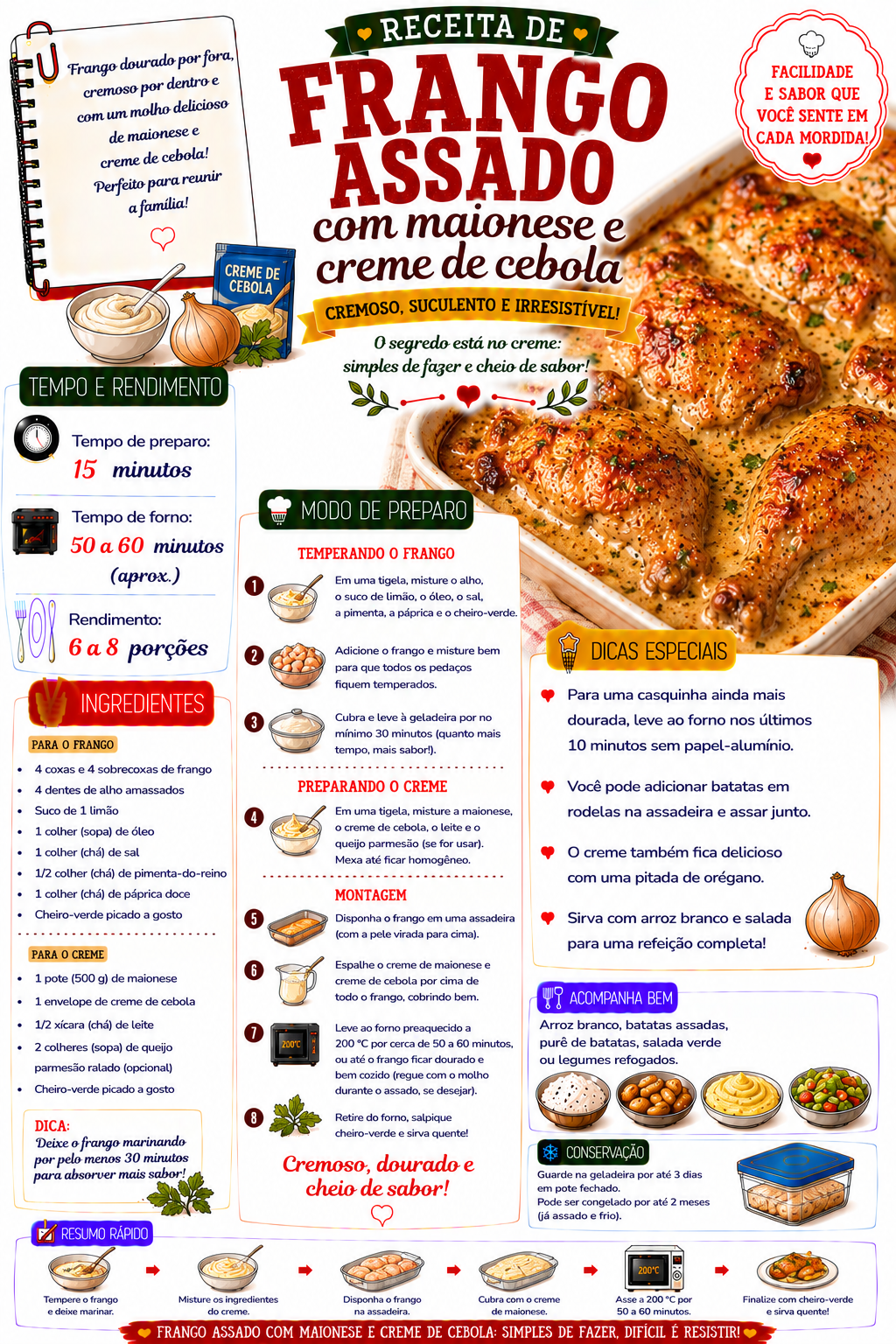 Frango Assado com Maionese e Creme de Cebola