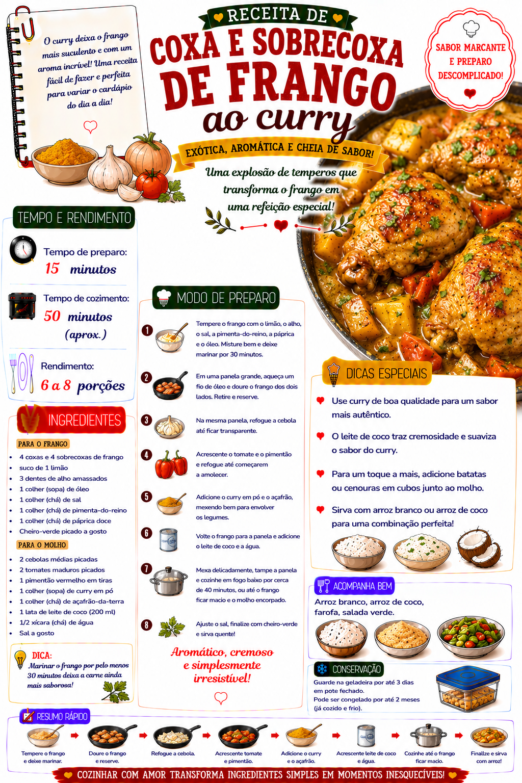 Coxa e Sobrecoxa de Frango ao Curry