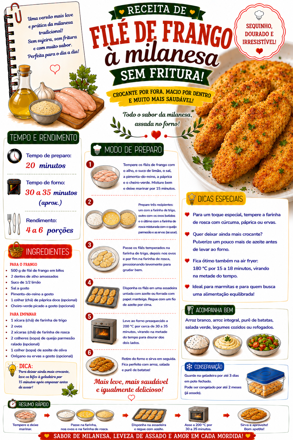 Filé de Frango à Milanesa sem Fritura