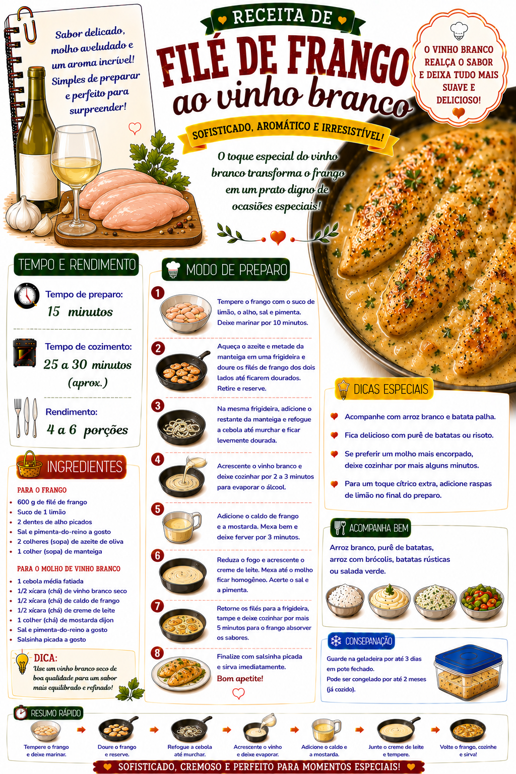 Filé de Frango ao Vinho Branco