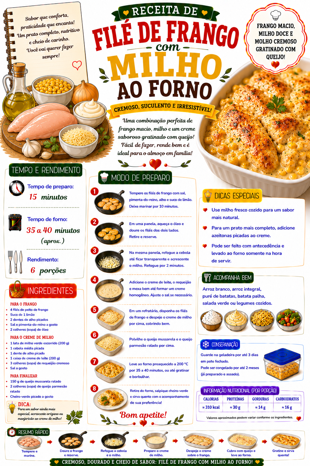 Filé de Frango com Milho ao Forno