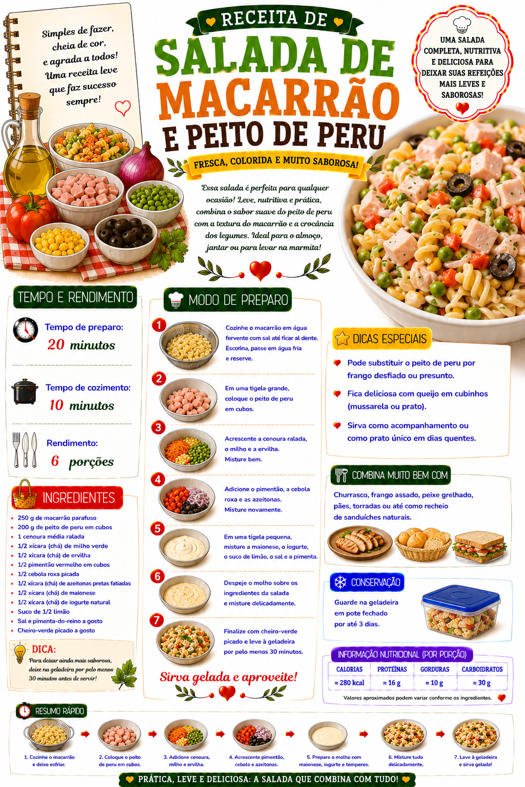 Salada de Macarrão e Peito de Peru