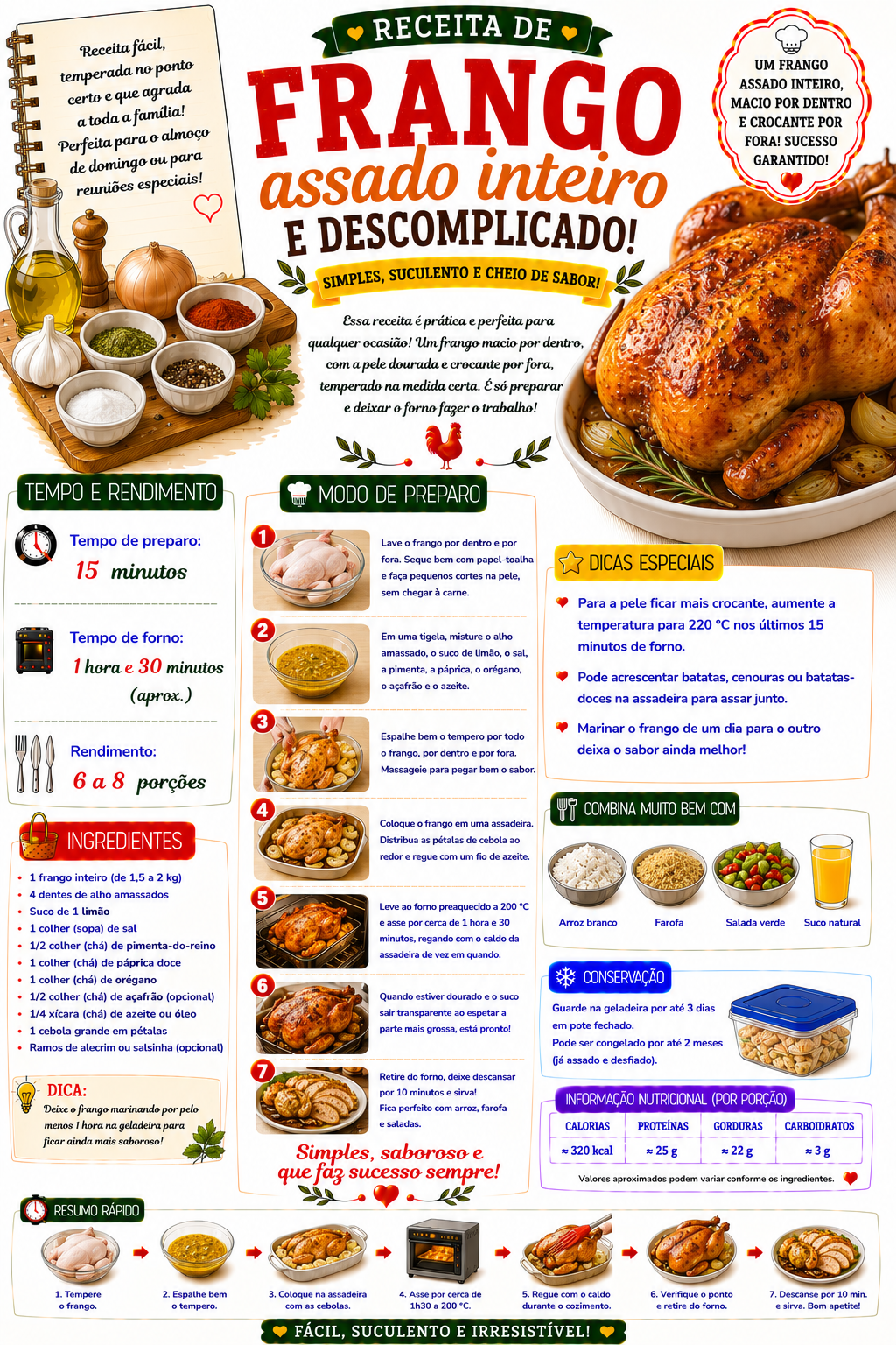 Frango Assado Inteiro e Descomplicado
