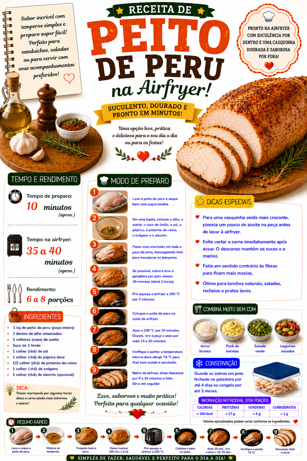 Peito de Peru na Airfryer