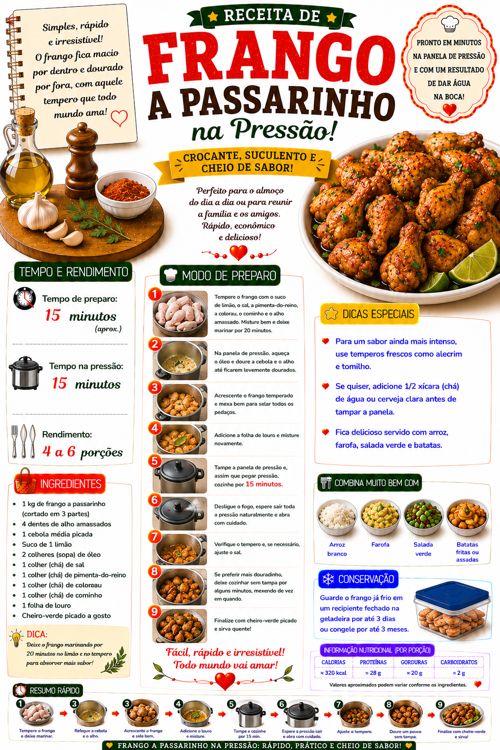 Frango à Passarinho na Pressão