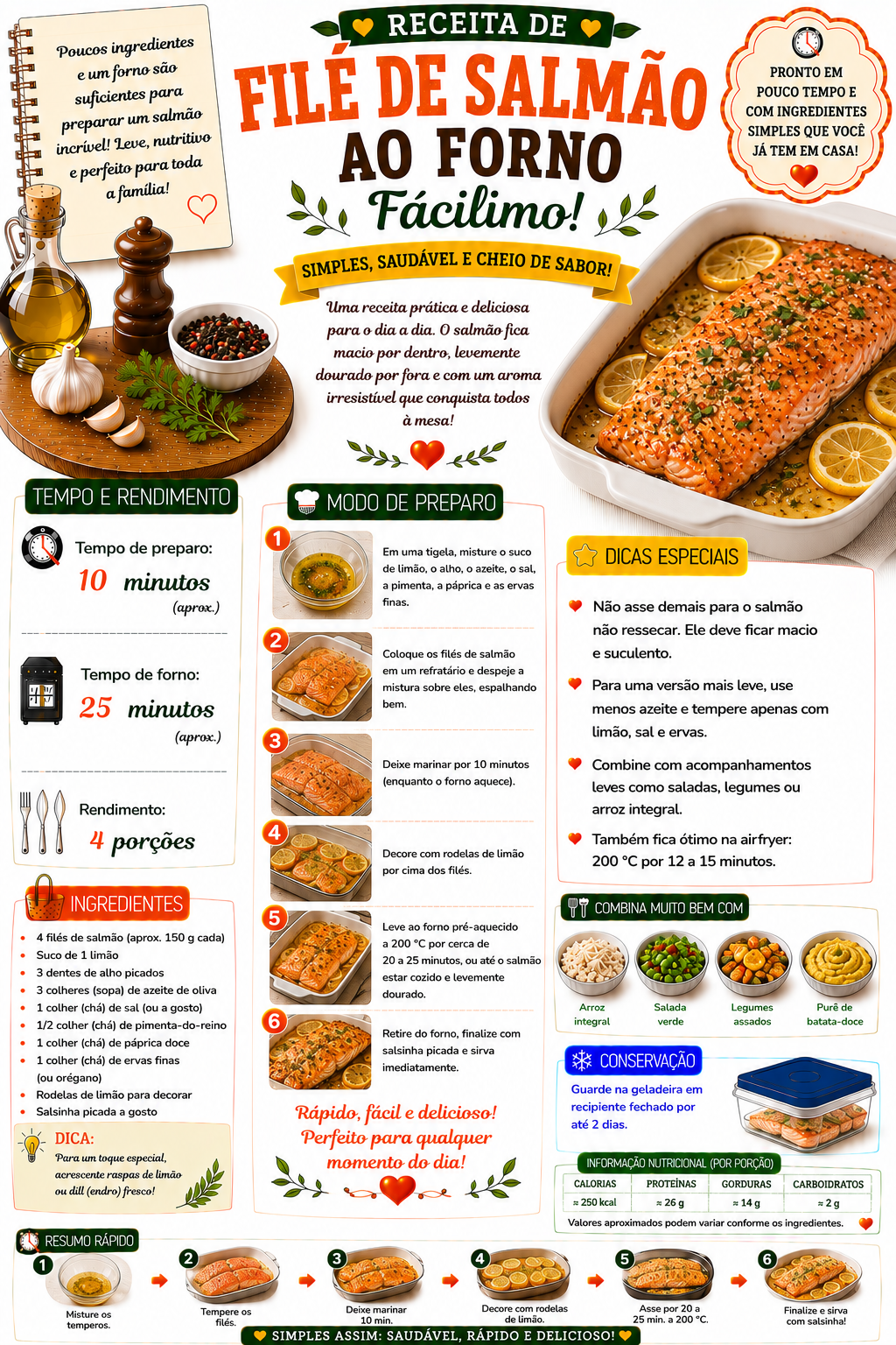 Filé de Salmão ao Forno Facílimo