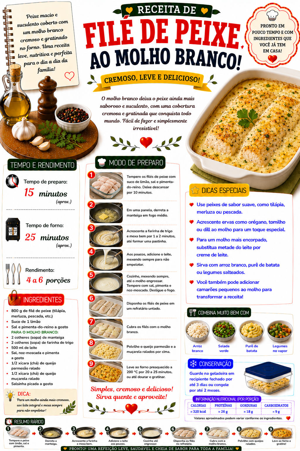 Filé de Peixe ao Molho Branco