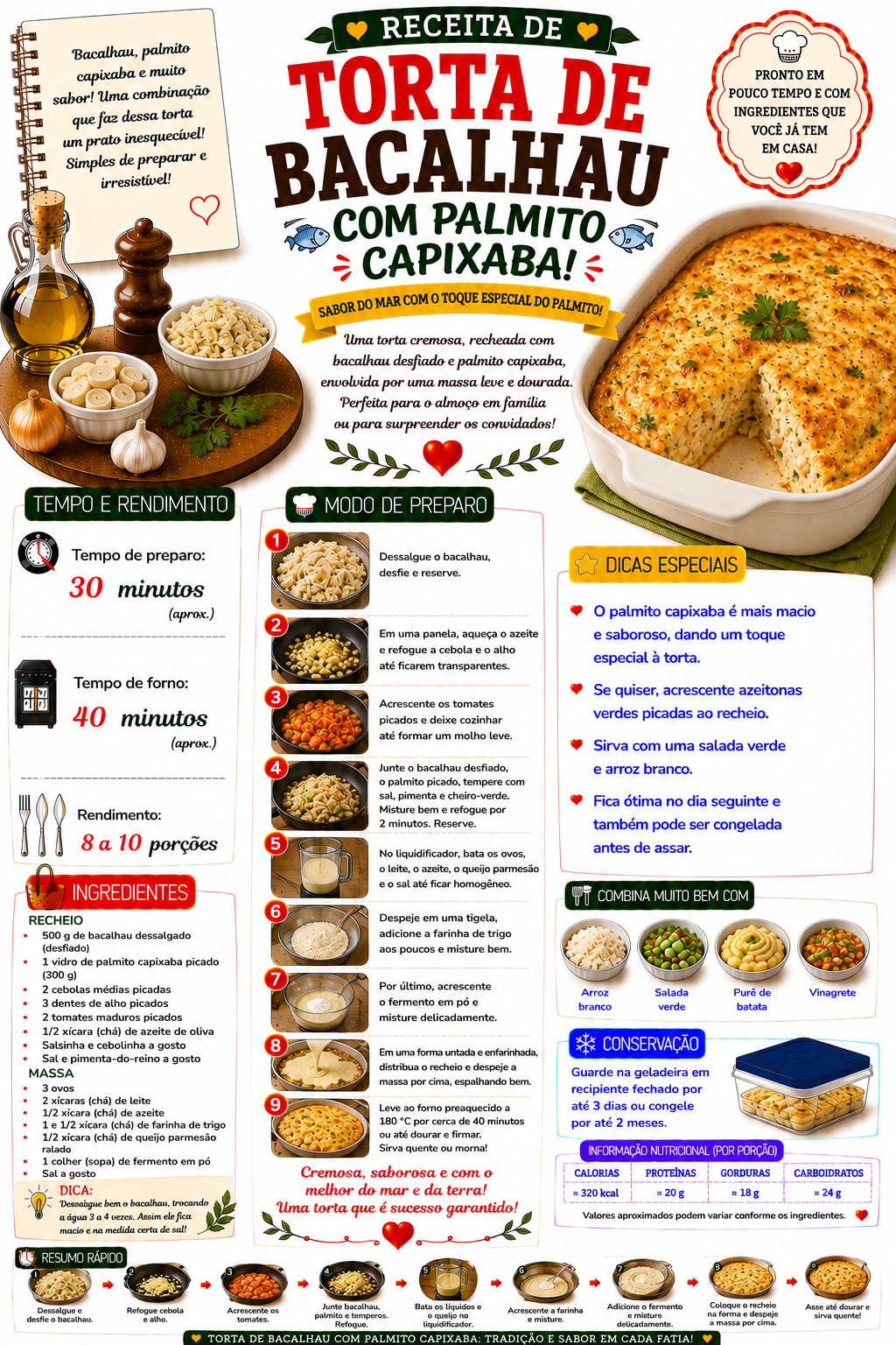 Torta de Bacalhau com Palmito