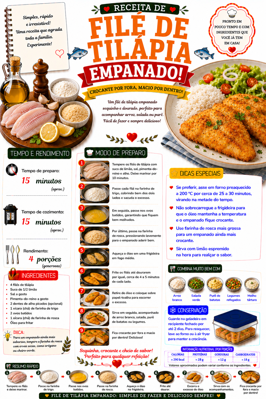 Filé de Tilápia Empanado
