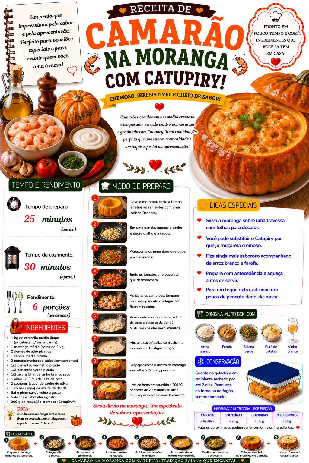 Camarão na Moranga com Catupiry