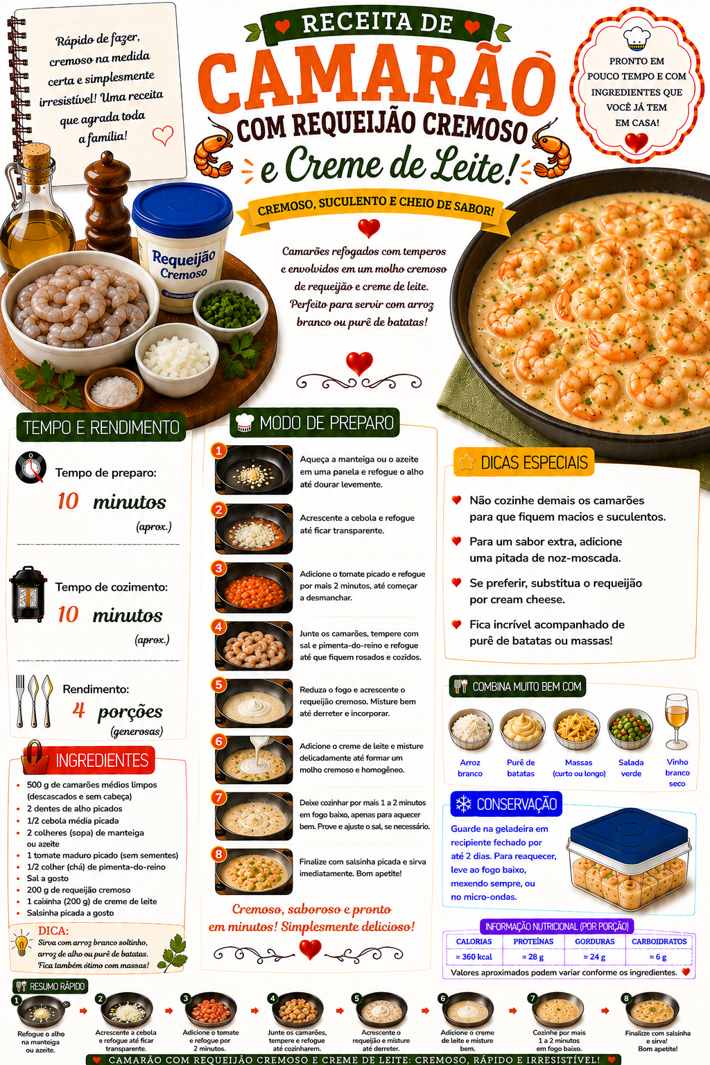 Camarão com Requeijão Cremoso e Creme de Leite