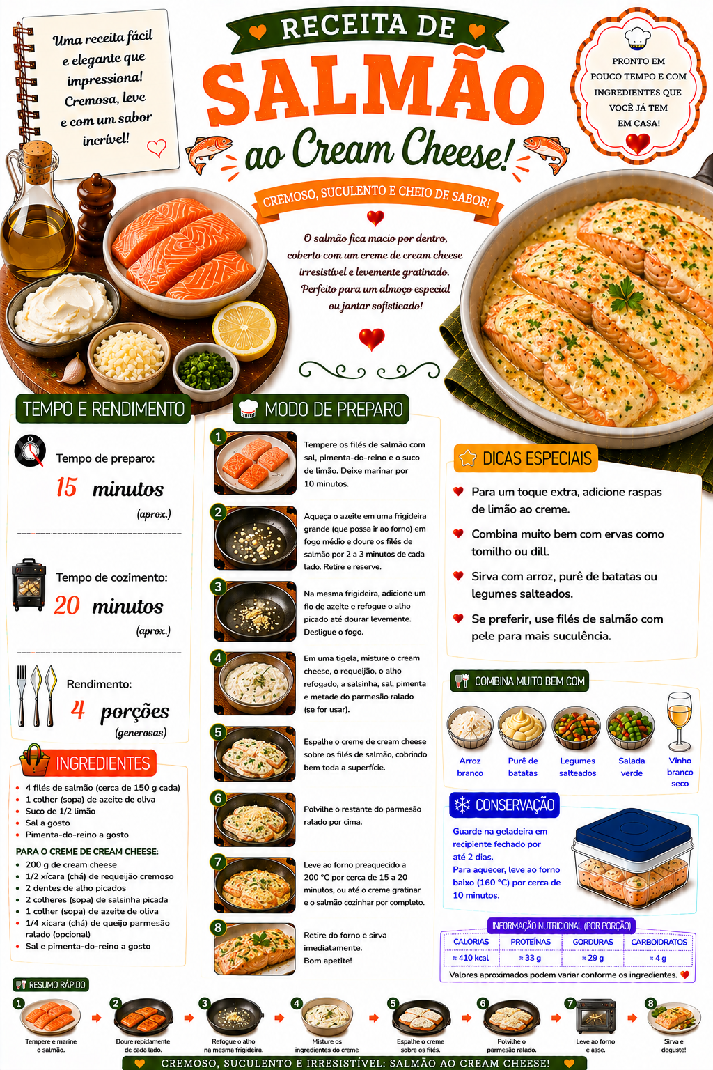Salmão ao Cream Cheese
