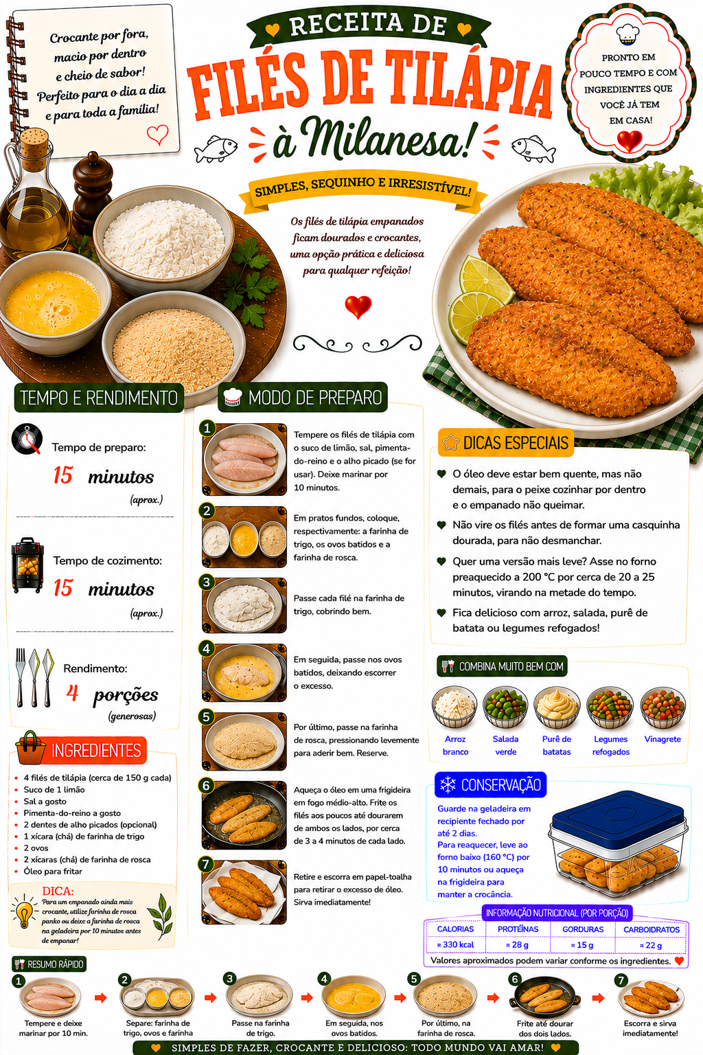 Filé de Tilápia à Milanesa