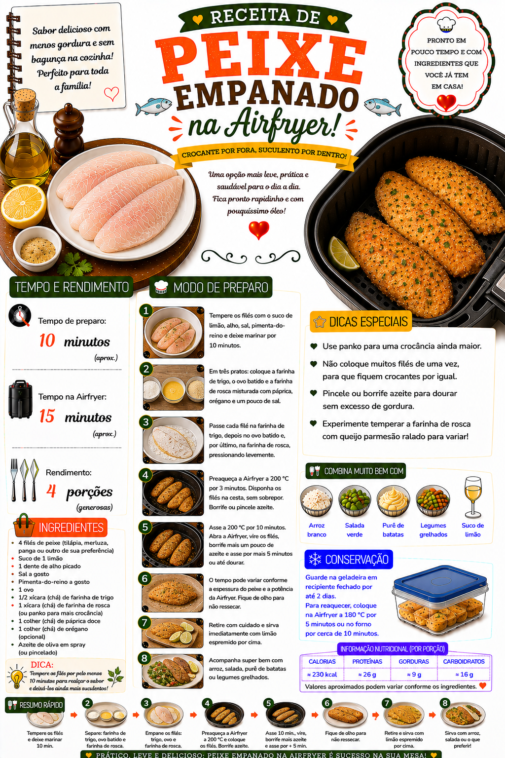 Peixe Empanado na Airfryer