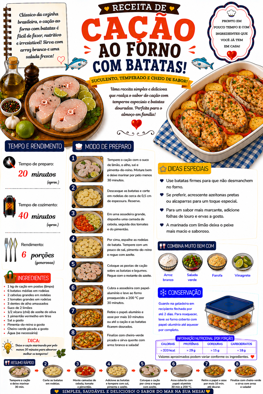 Cação ao Forno com Batatas