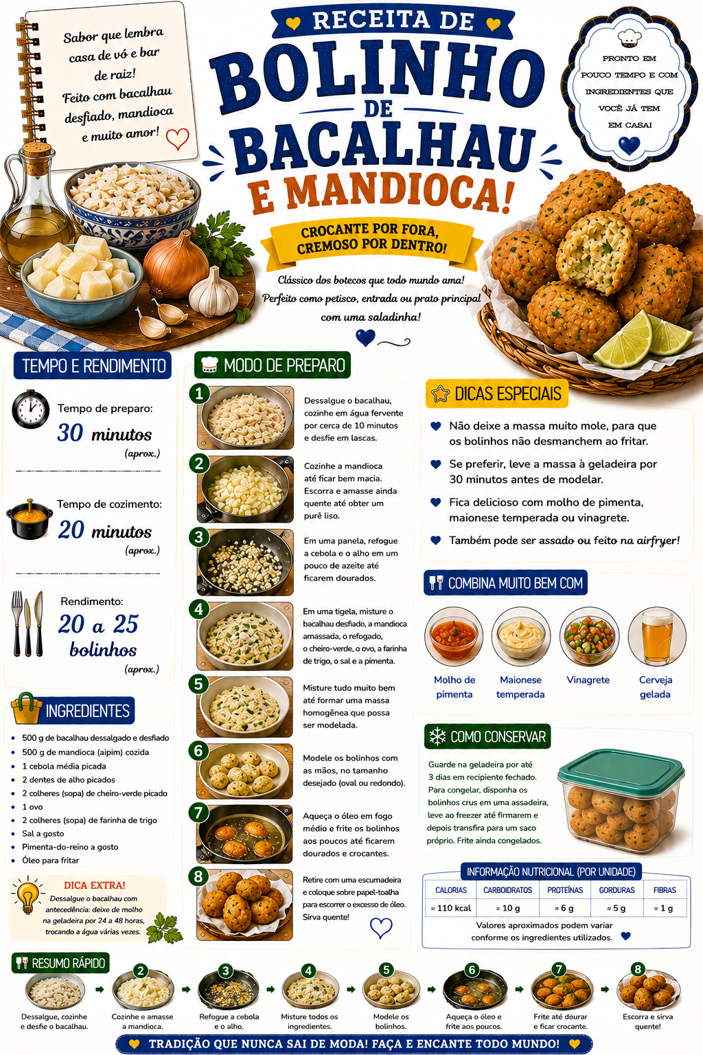Bolinho de Bacalhau e Mandioca