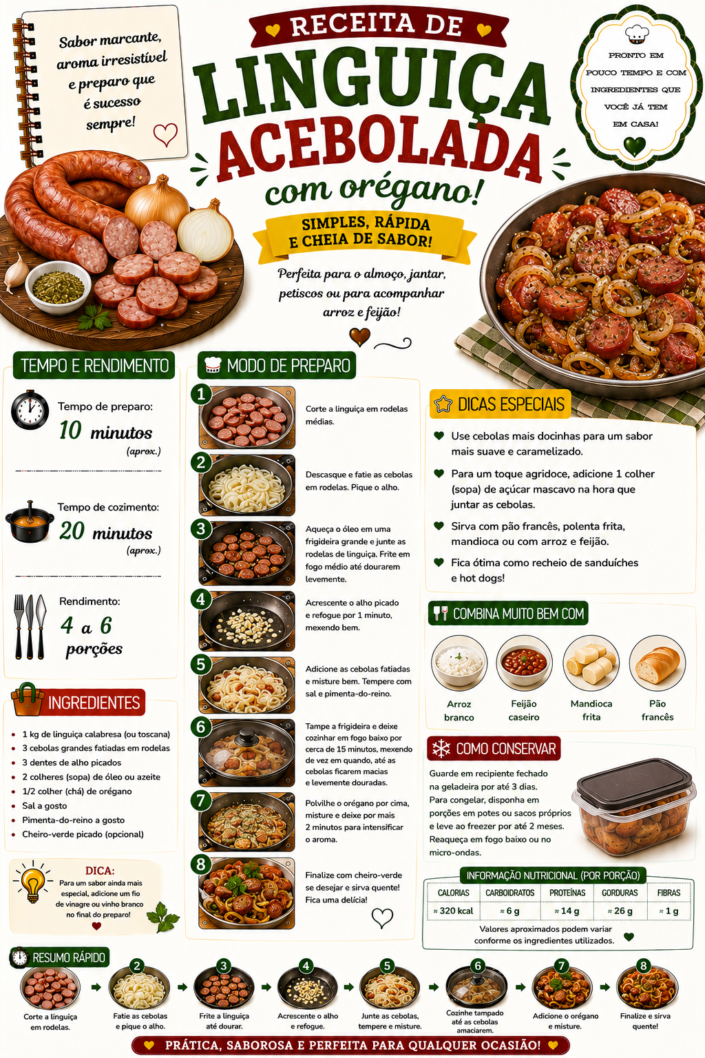 Linguiça Acebolada com Óregano
