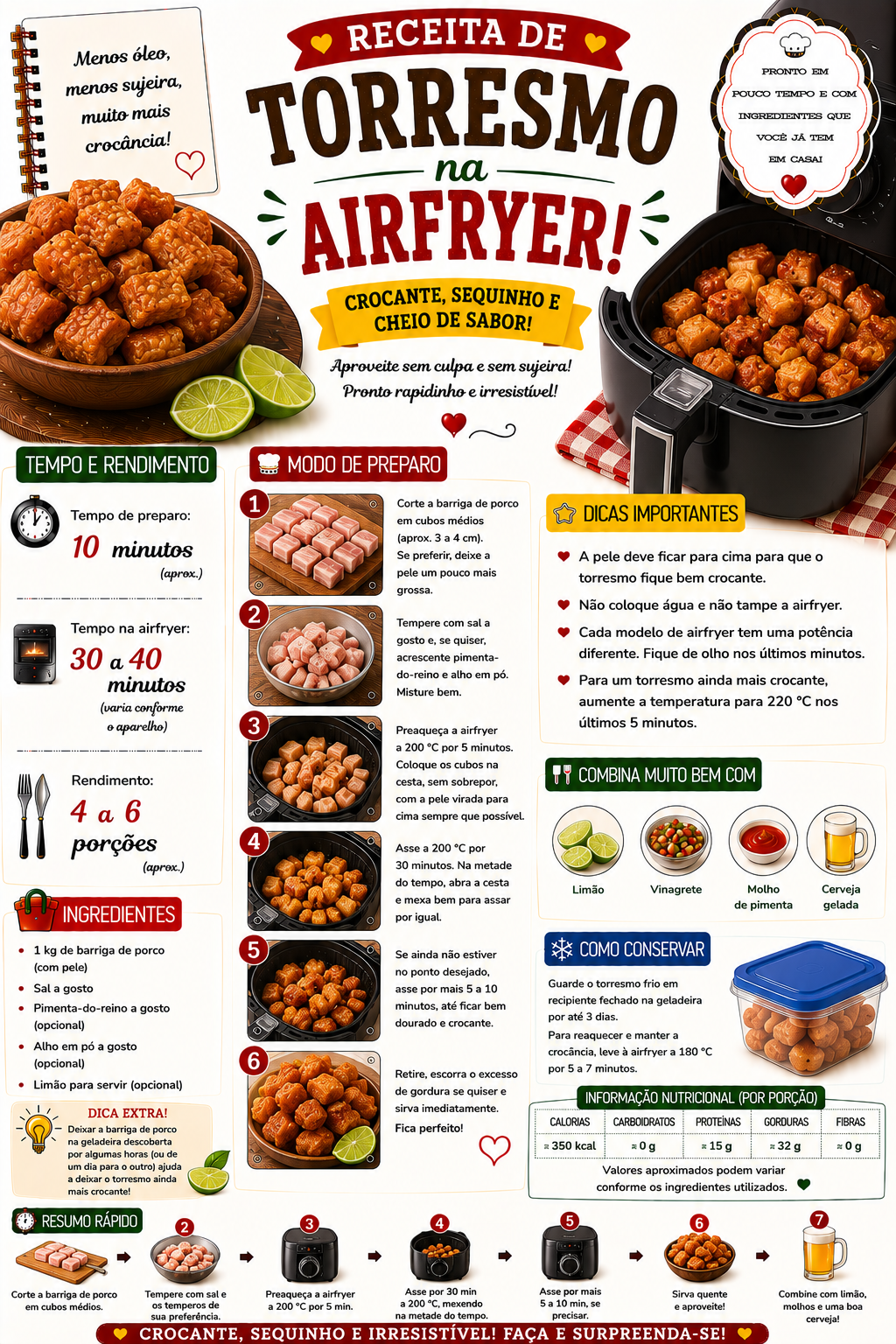 Torresmo na Airfryer