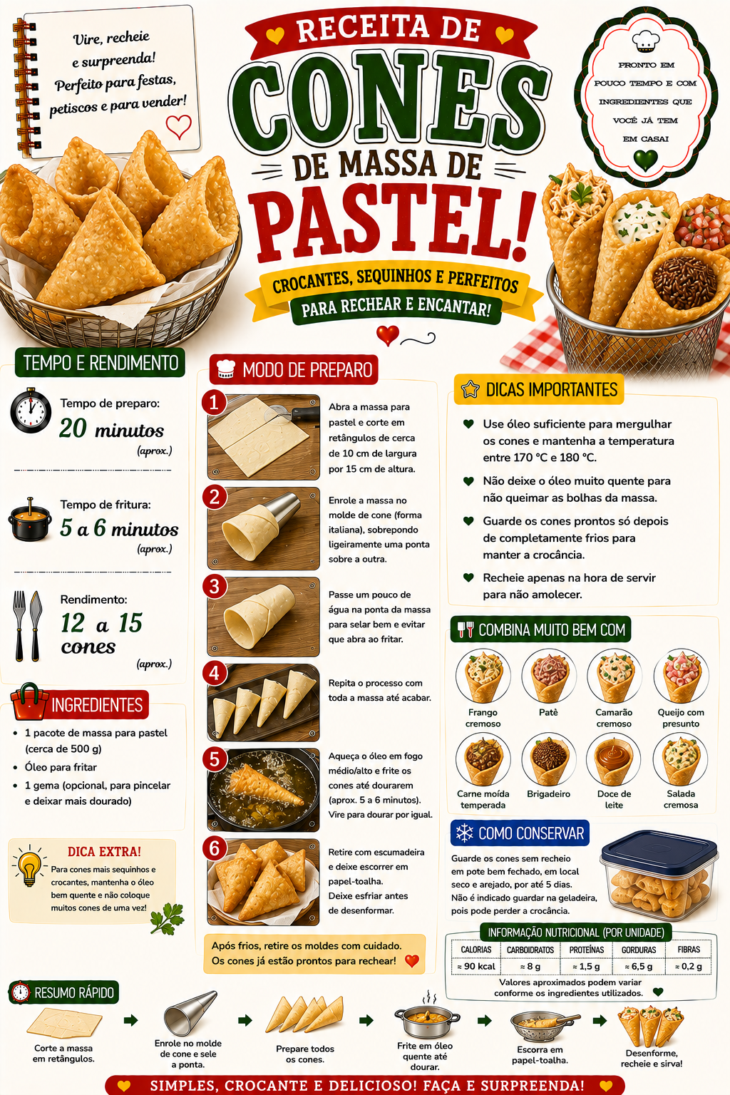 Cones de Massa de Pastel
