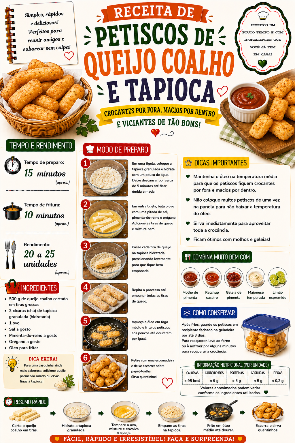 Petiscos de Queijo Coalho e Tapioca
