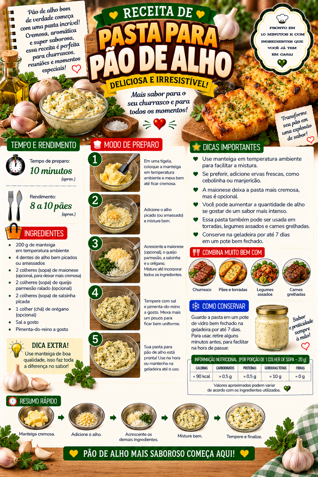 Pasta para Pão de Alho Deliciosa