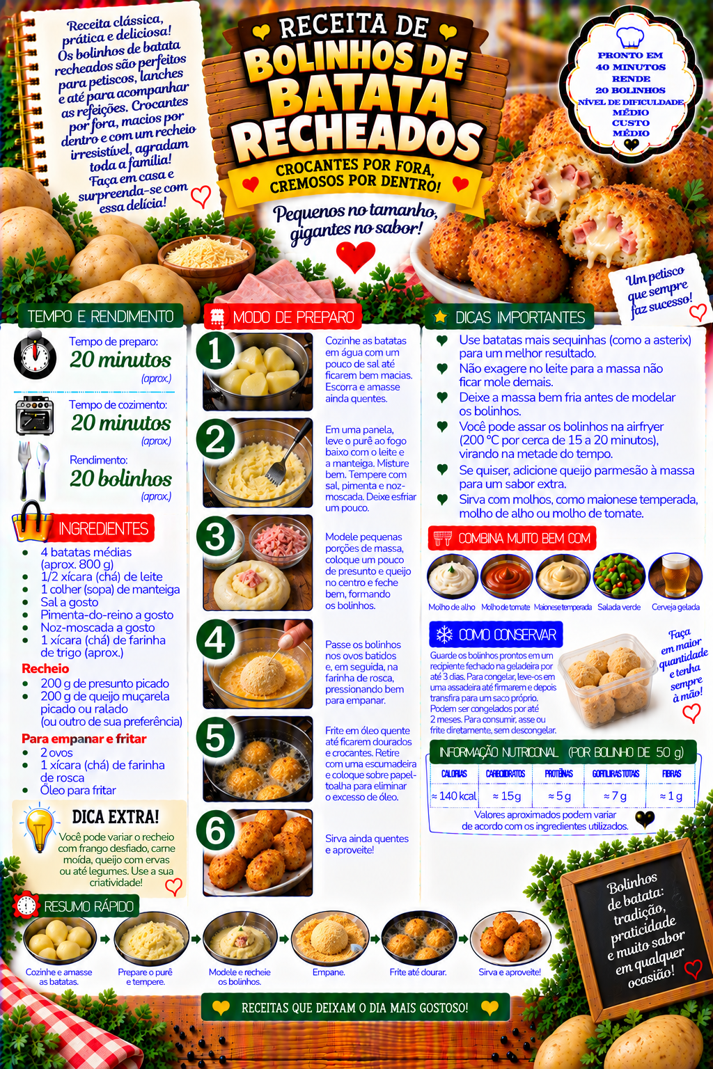 Bolinhos de Batata Recheados