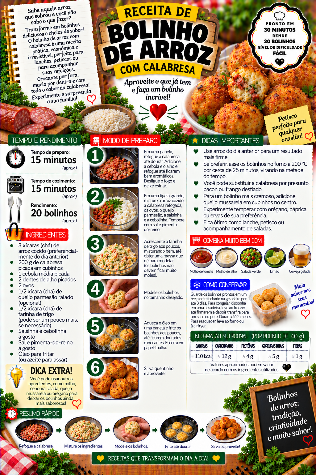 Bolinho de Arroz com Calabresa