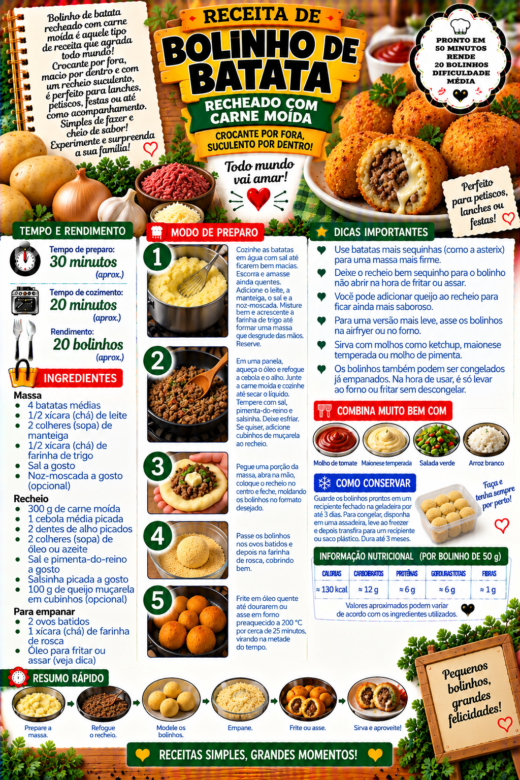 Bolinho de Batata com Carne Moída