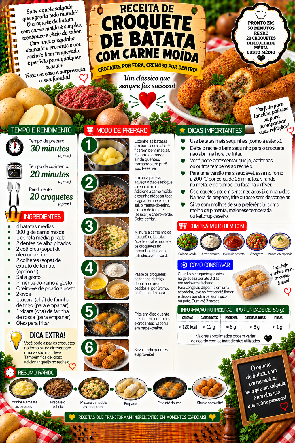 Croquete de Batata com Carne Moída