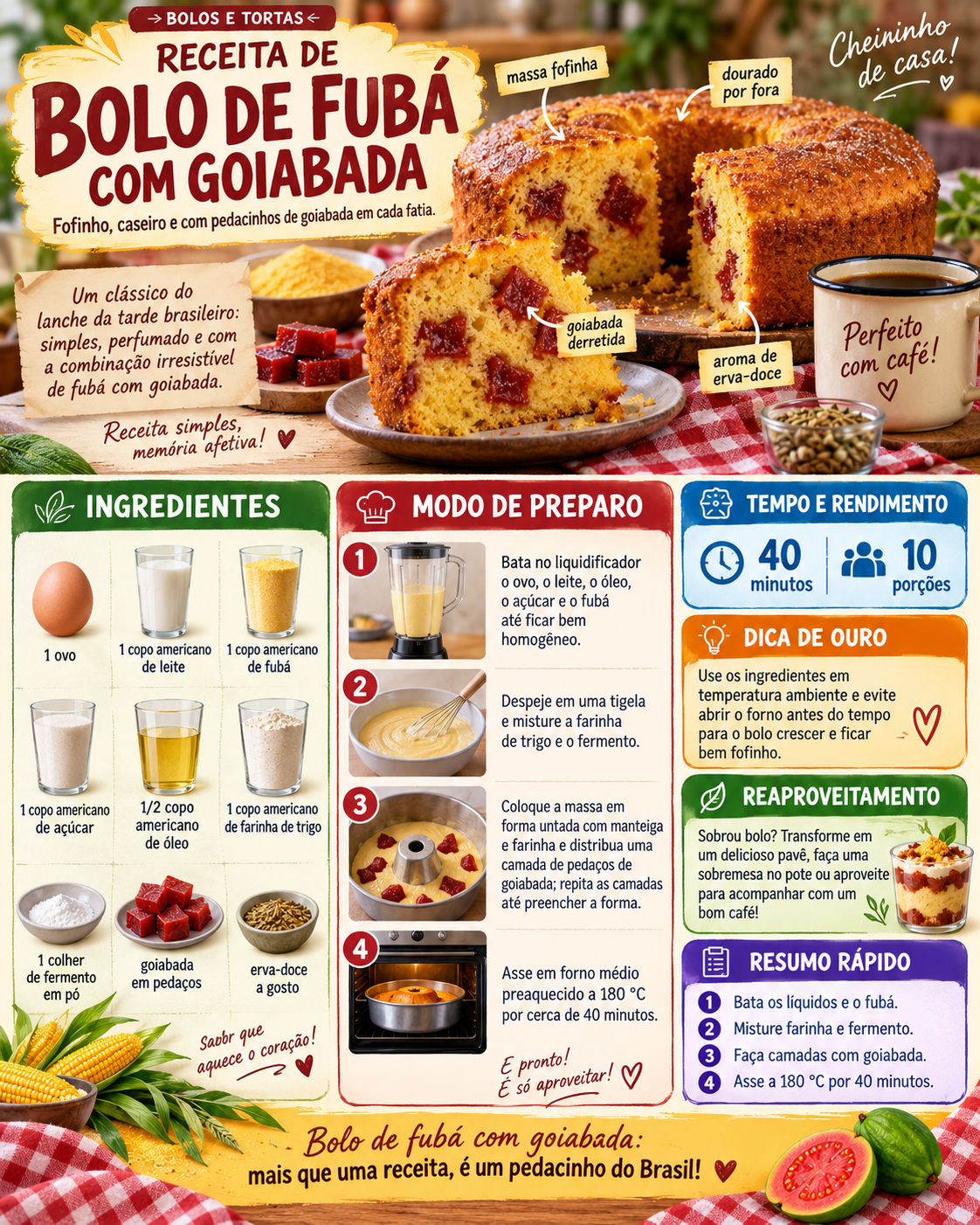 Bolo de Fubá com Goiabada