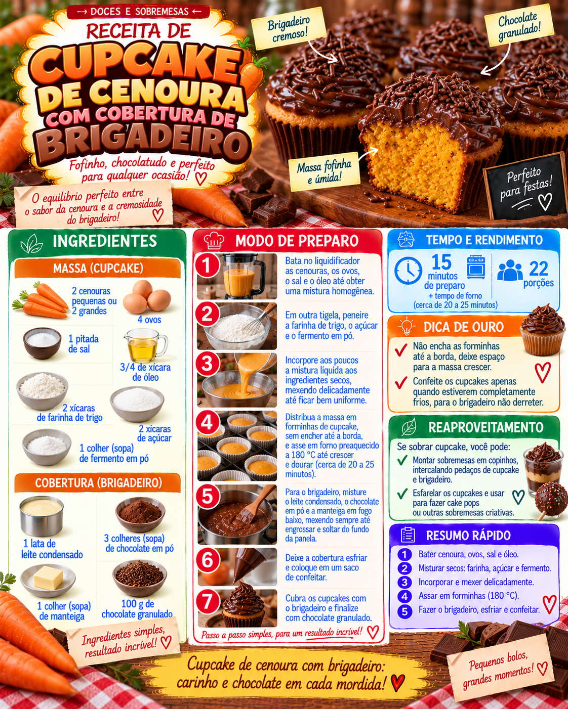 Cupcake de Cenoura com Cobertura de Brigadeiro